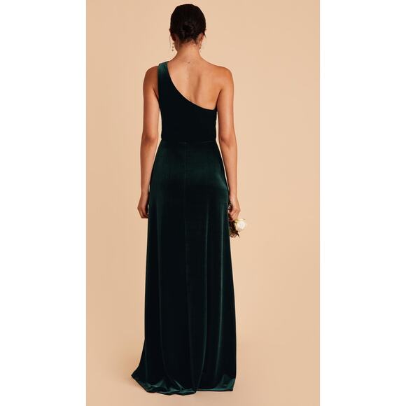 Birdy Grey Kira Velvet Emerald Green One Shoulder Long Dress size Small - Picture 3 of 8